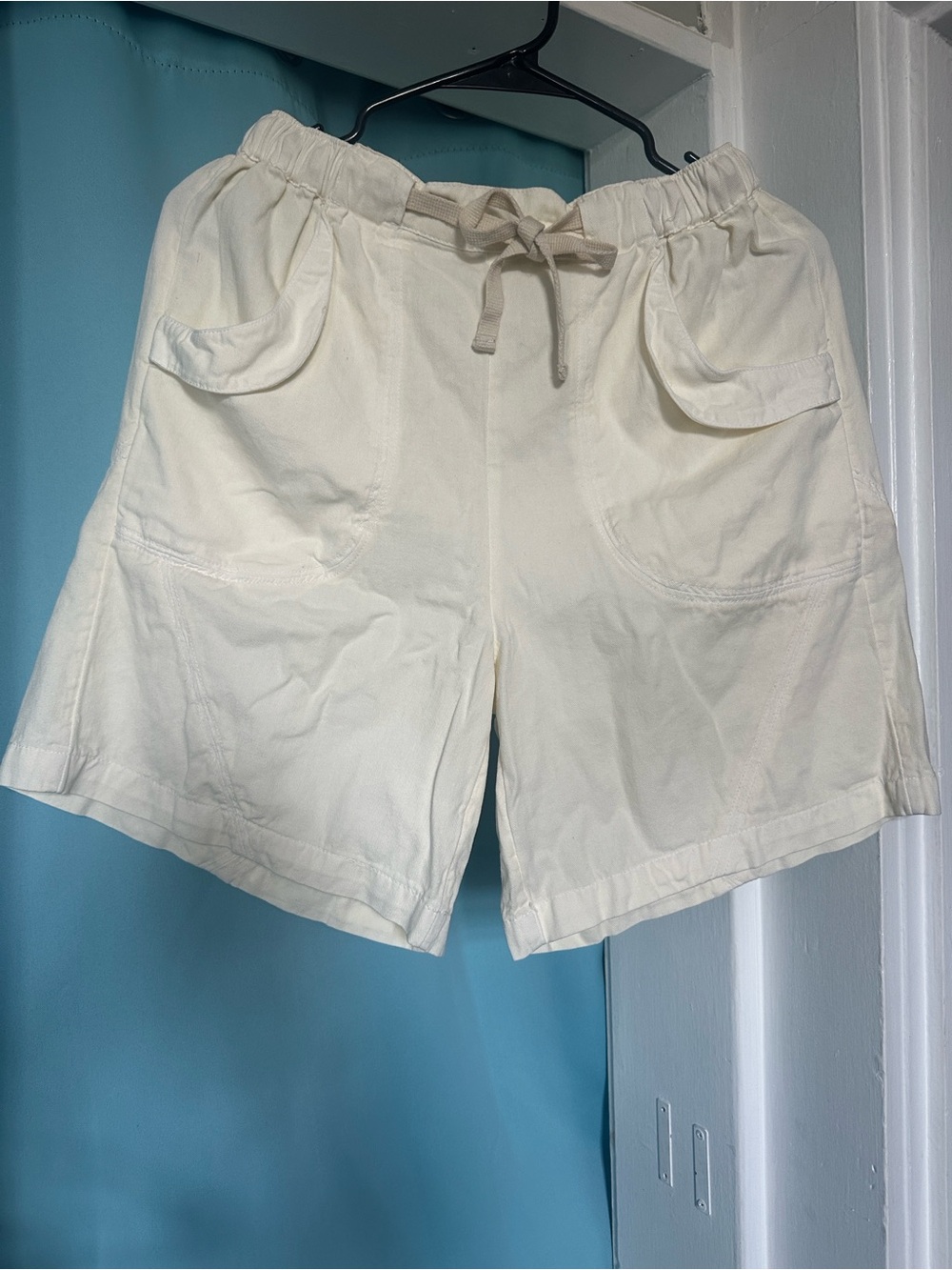 Free People free-est Off-White/Cream Cotton Drawstring Shorts